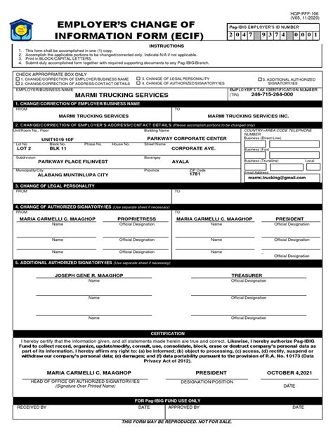 PDF Employer's Change Of Information Form (ecif) .